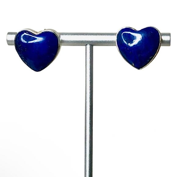 JAY KING DTR Sterling Silver Lapis Lazuli Cabochon Inlay Heart Earrings - Picture 7 of 7